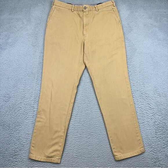Collared Greens Khaki Pants Mens‎ 34 Beige Chino Straight Preppy Classic Cotton